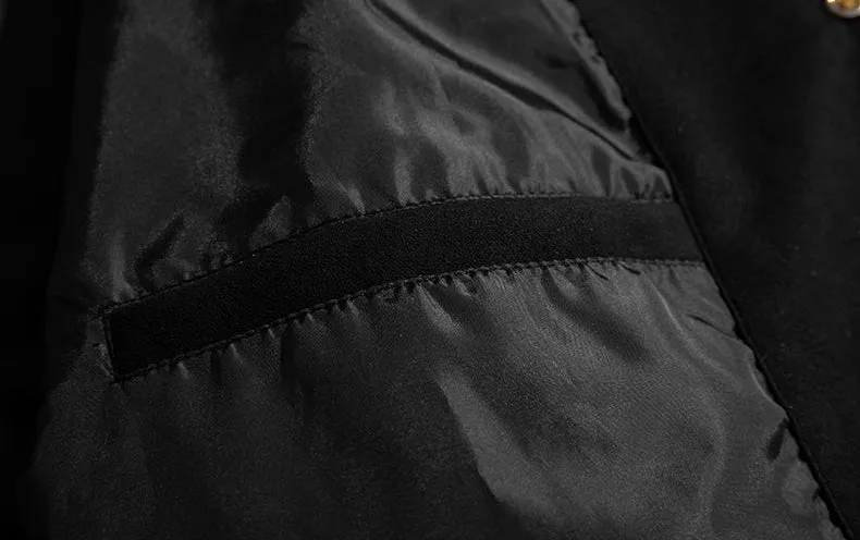 Relaxed-Fit Button-Up Men's Varsity Jacket Featuring Contrast Trim