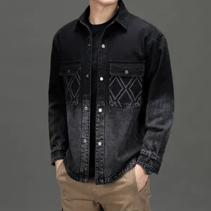 Relaxed-fit Button-up Trucker Jacket with Fashionable Gradient Colors