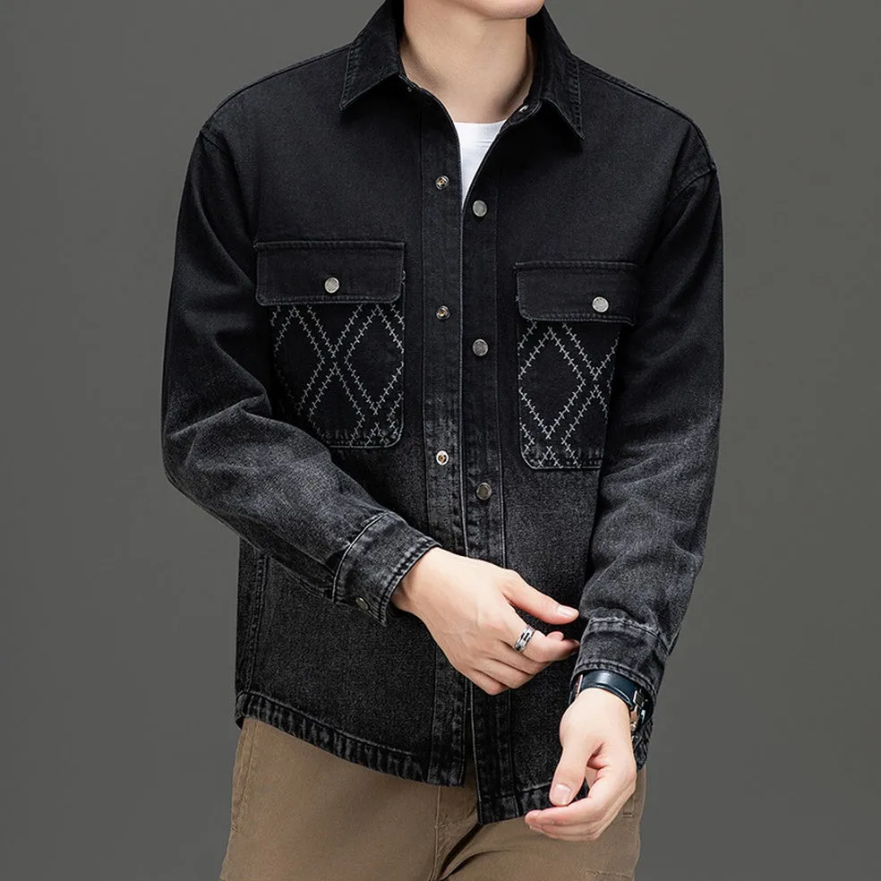 Relaxed-fit Button-up Trucker Jacket with Fashionable Gradient Colors