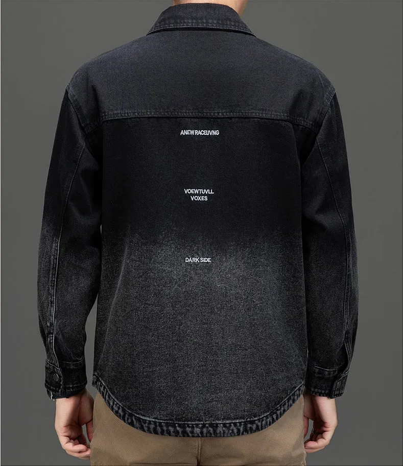 Relaxed-fit Button-up Trucker Jacket with Fashionable Gradient Colors