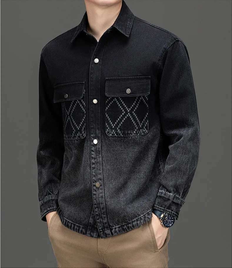 Relaxed-fit Button-up Trucker Jacket with Fashionable Gradient Colors