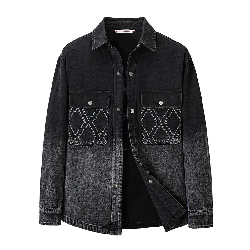 Relaxed-fit Button-up Trucker Jacket with Fashionable Gradient Colors
