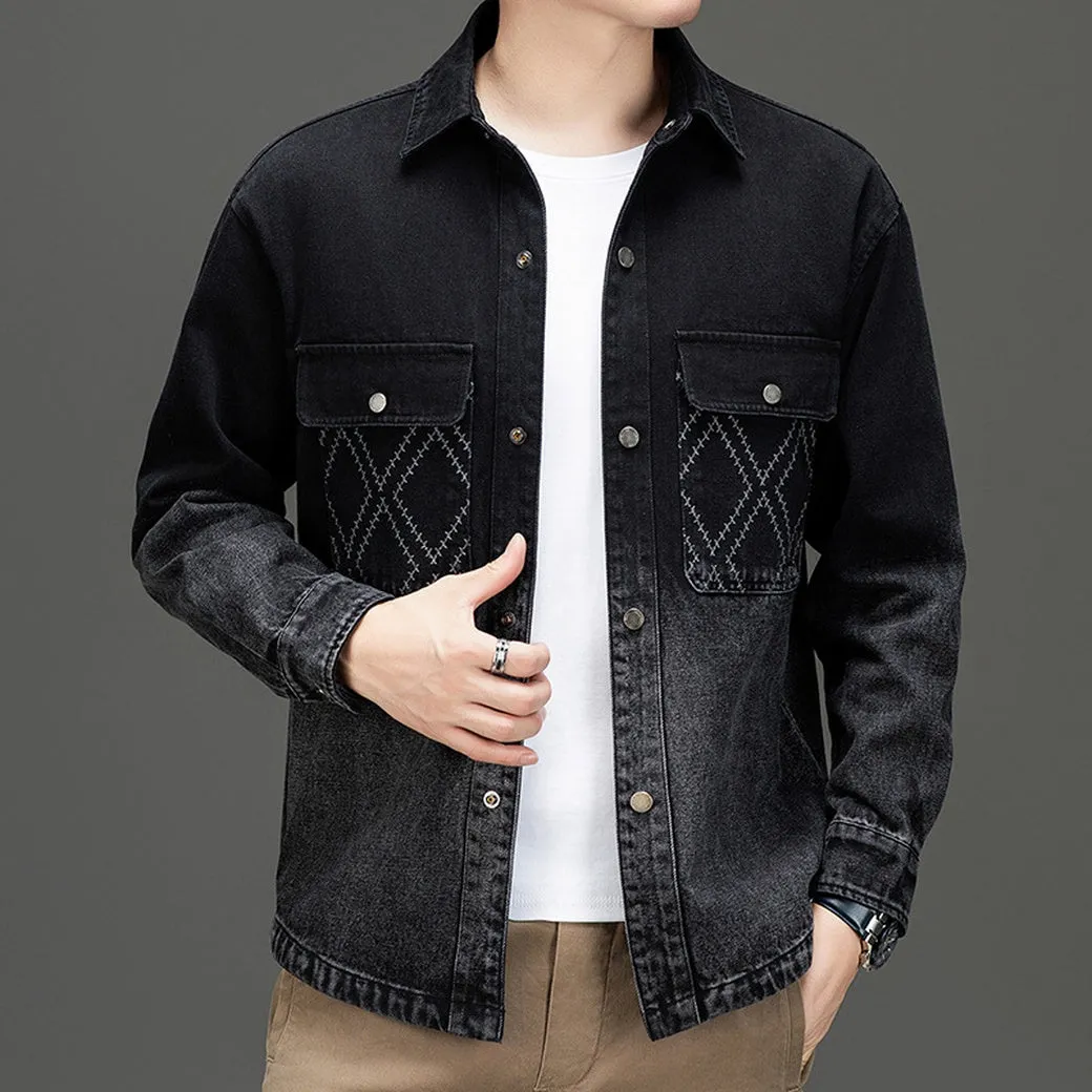 Relaxed-fit Button-up Trucker Jacket with Fashionable Gradient Colors