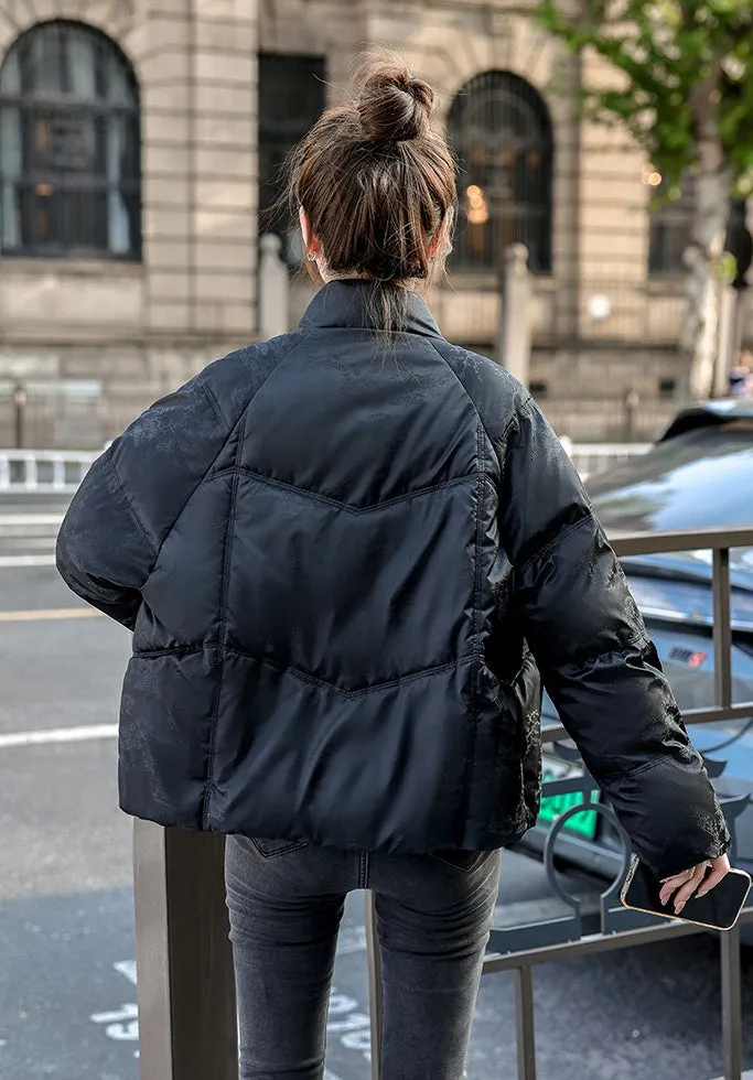 Relaxed-fit Padded Puffer Jacket for Women with Toggle Button