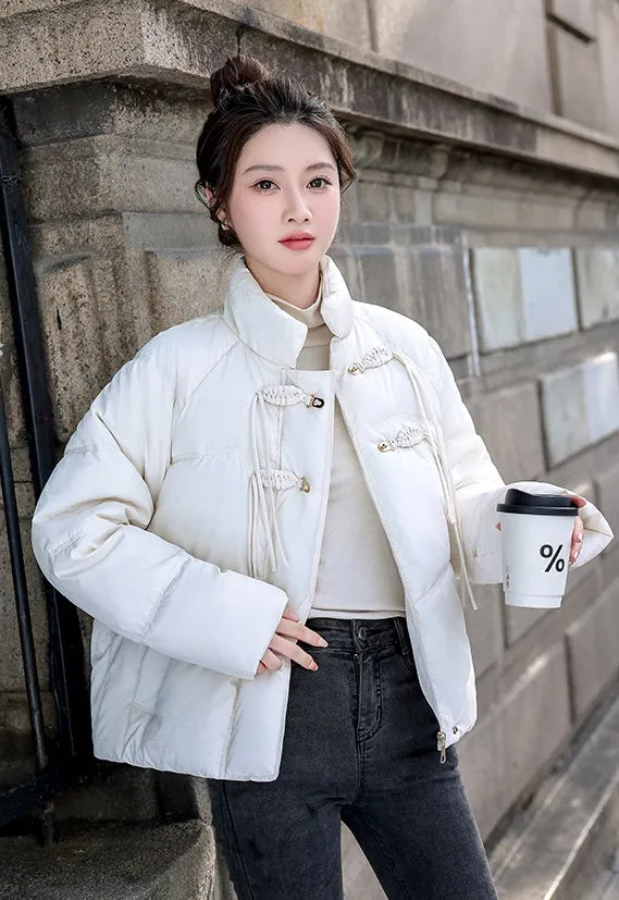 Relaxed-fit Padded Puffer Jacket for Women with Toggle Button