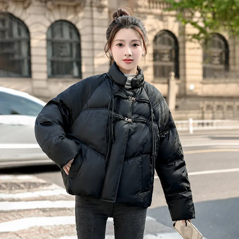 Relaxed-fit Padded Puffer Jacket for Women with Toggle Button