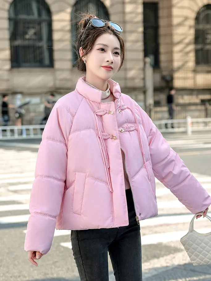 Relaxed-fit Padded Puffer Jacket for Women with Toggle Button