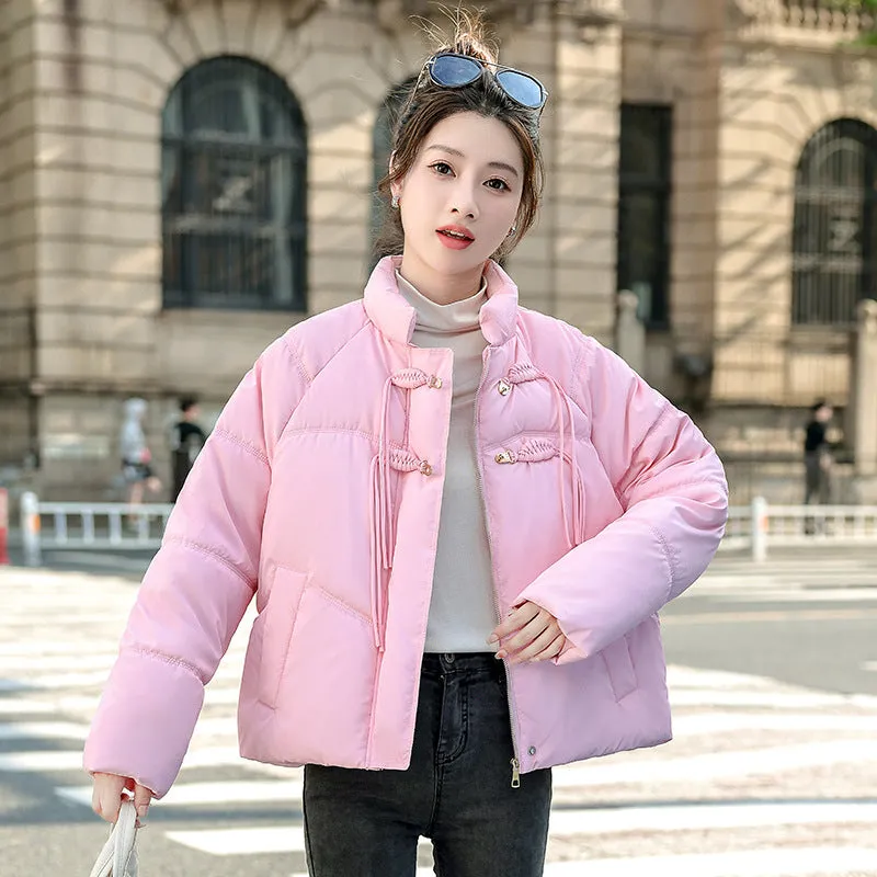 Relaxed-fit Padded Puffer Jacket for Women with Toggle Button