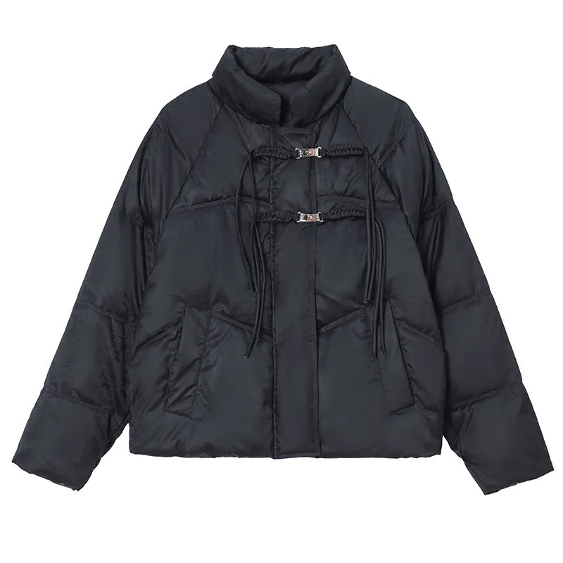Relaxed-fit Padded Puffer Jacket for Women with Toggle Button