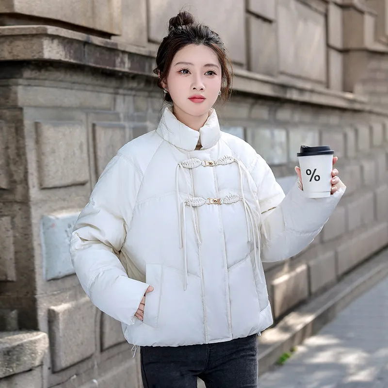 Relaxed-fit Padded Puffer Jacket for Women with Toggle Button