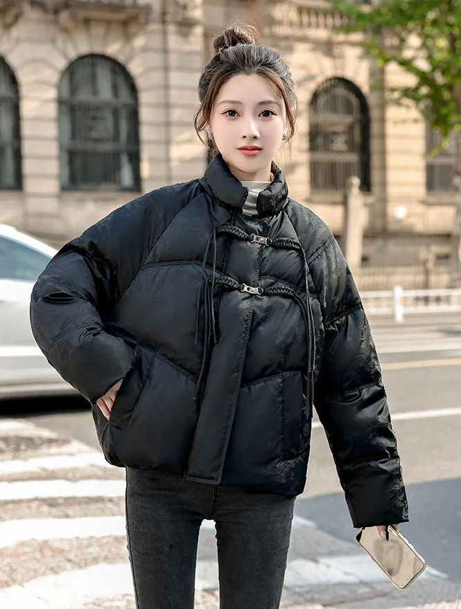 Relaxed-fit Padded Puffer Jacket for Women with Toggle Button