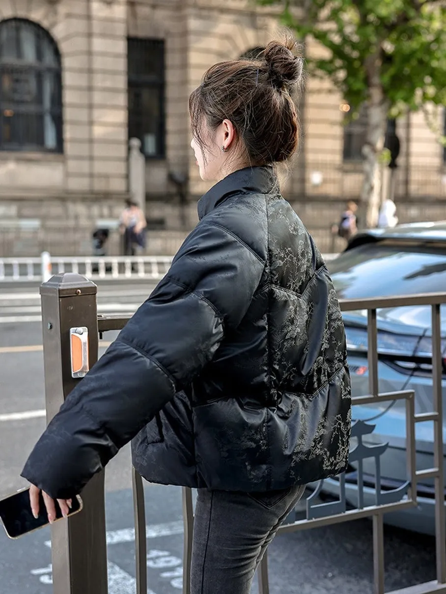 Relaxed-fit Padded Puffer Jacket for Women with Toggle Button