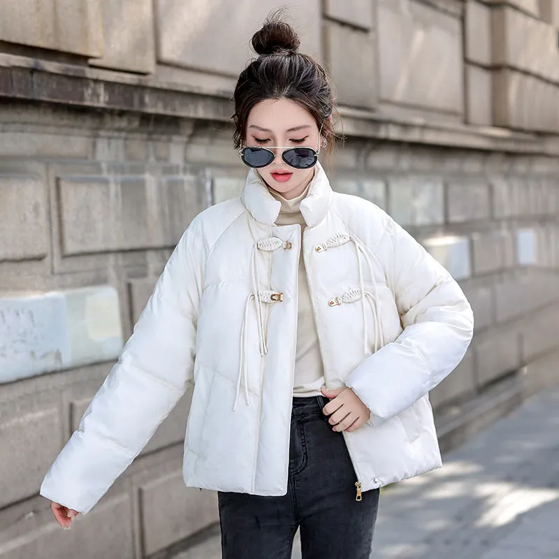Relaxed-fit Padded Puffer Jacket for Women with Toggle Button