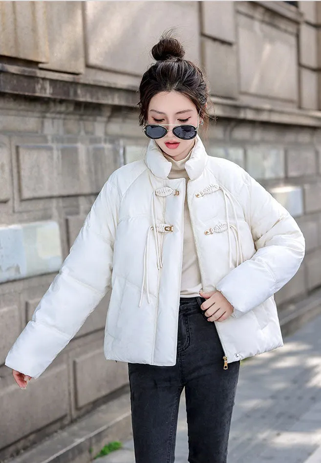 Relaxed-fit Padded Puffer Jacket for Women with Toggle Button