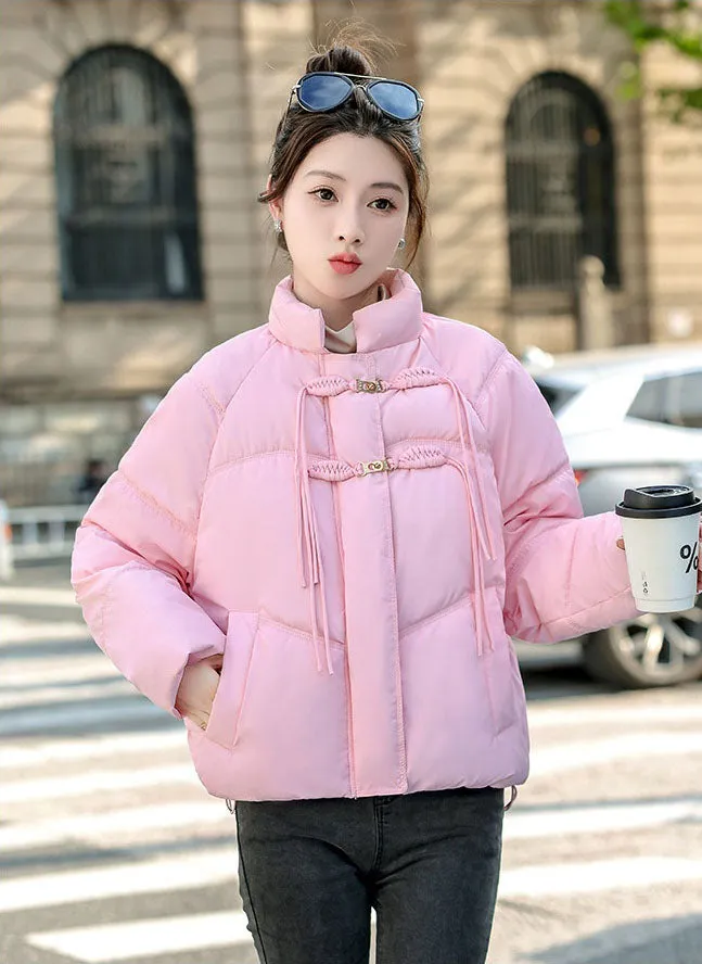Relaxed-fit Padded Puffer Jacket for Women with Toggle Button