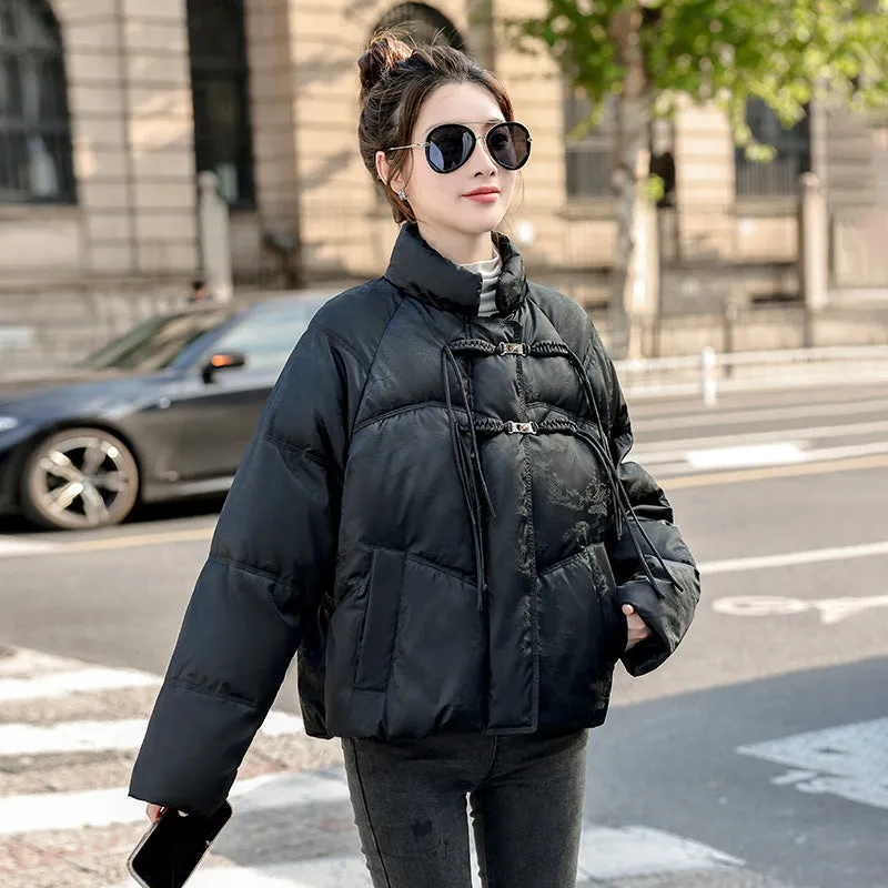 Relaxed-fit Padded Puffer Jacket for Women with Toggle Button