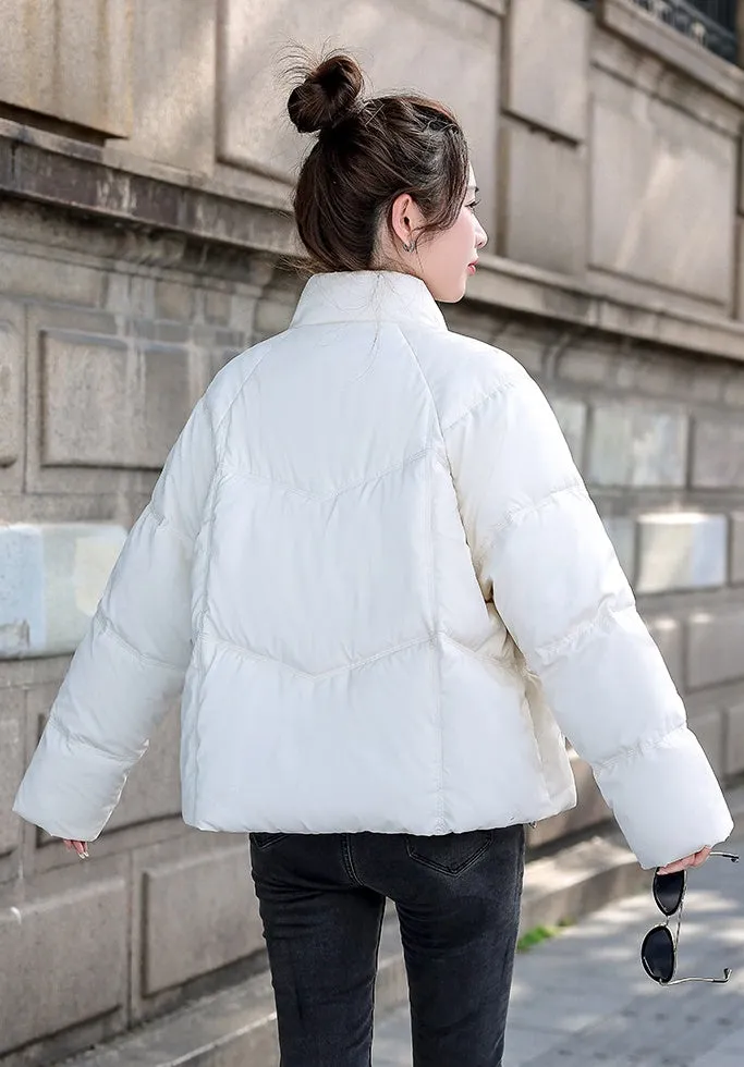 Relaxed-fit Padded Puffer Jacket for Women with Toggle Button