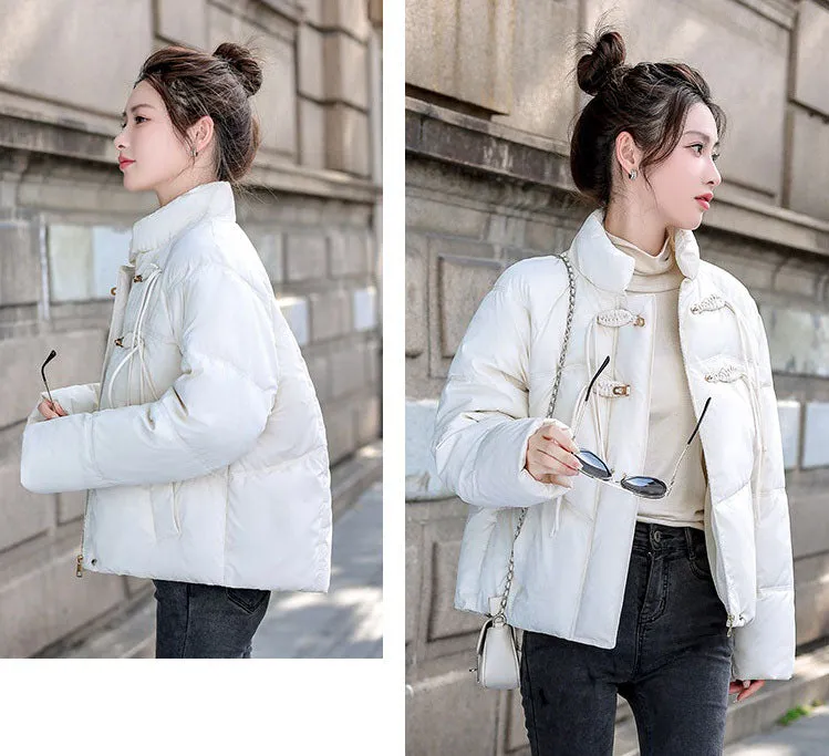 Relaxed-fit Padded Puffer Jacket for Women with Toggle Button