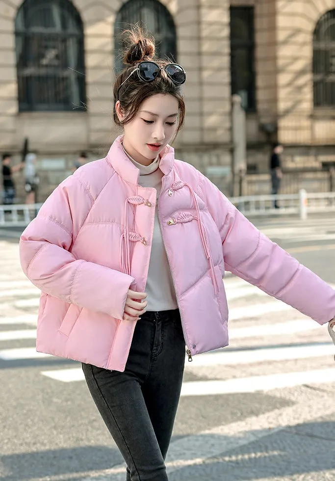 Relaxed-fit Padded Puffer Jacket for Women with Toggle Button