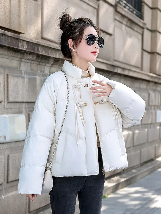 Relaxed-fit Padded Puffer Jacket for Women with Toggle Button