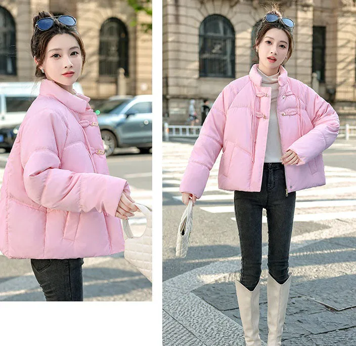 Relaxed-fit Padded Puffer Jacket for Women with Toggle Button