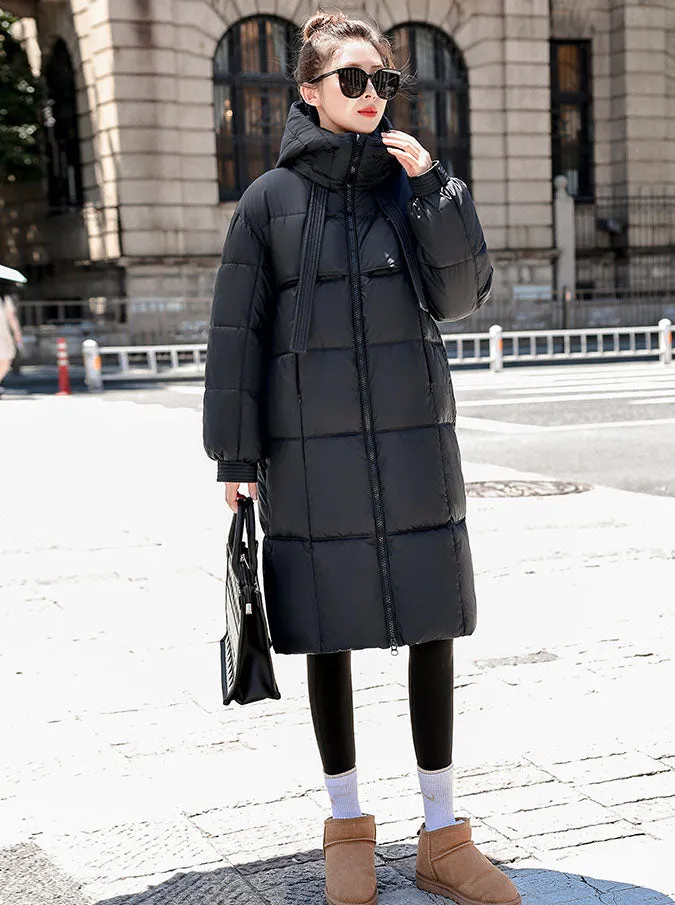 Relaxed-fit Solid Quilted Women's Puffer Coat for Ultimate Warmth