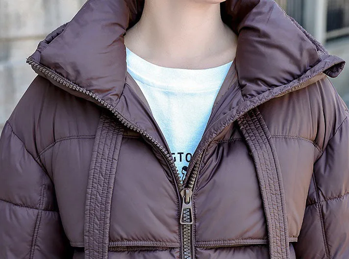 Relaxed-fit Solid Quilted Women's Puffer Coat for Ultimate Warmth