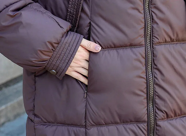 Relaxed-fit Solid Quilted Women's Puffer Coat for Ultimate Warmth