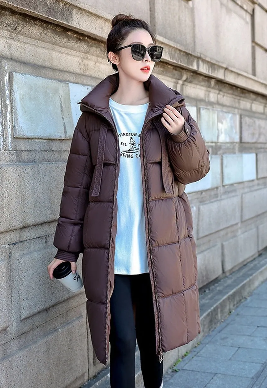 Relaxed-fit Solid Quilted Women's Puffer Coat for Ultimate Warmth