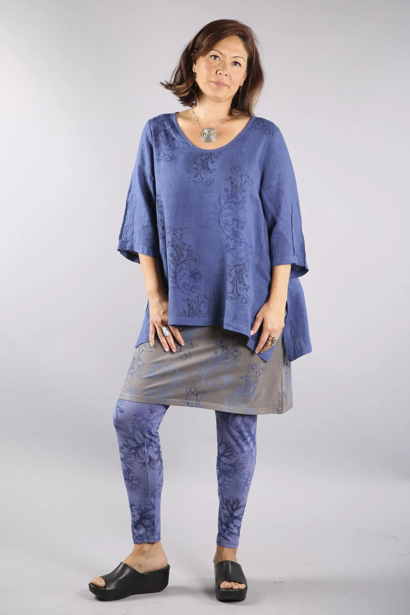 Relaxed Linen Top- Deep Blue Sea 2183-P