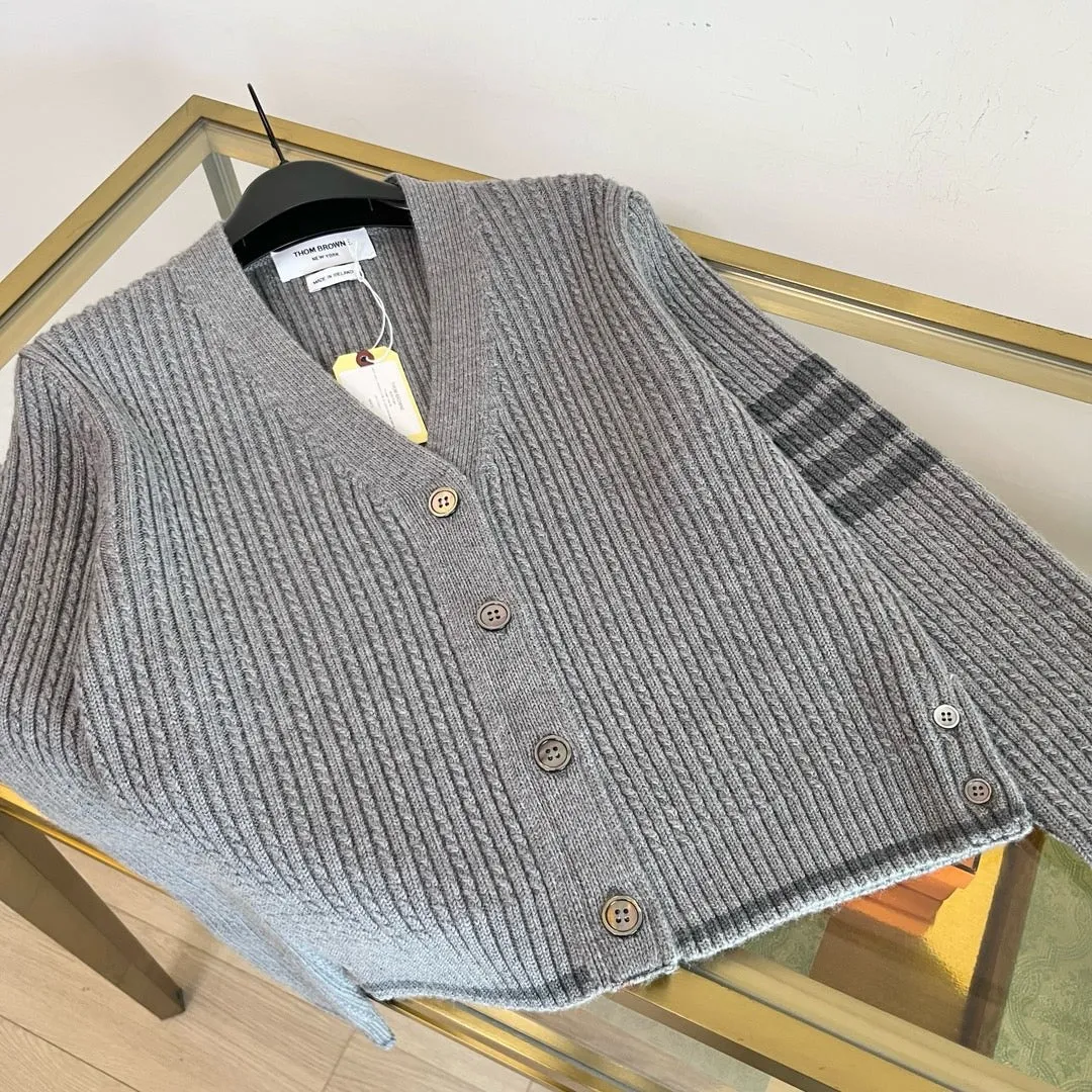 Ribbed Stripe Sleeve Cardigan