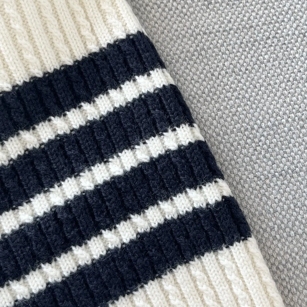 Ribbed Stripe Sleeve Cardigan