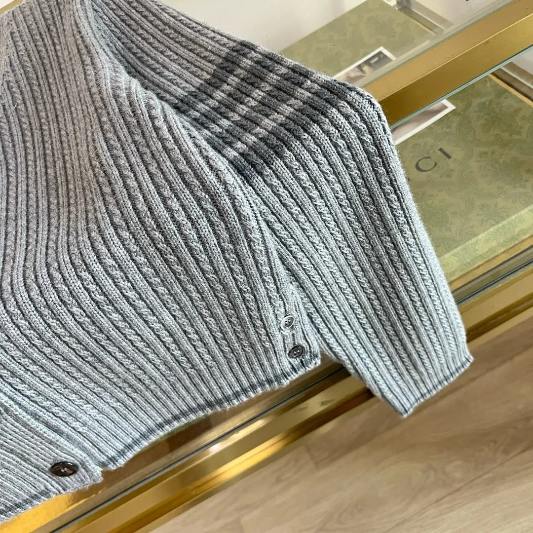 Ribbed Stripe Sleeve Cardigan