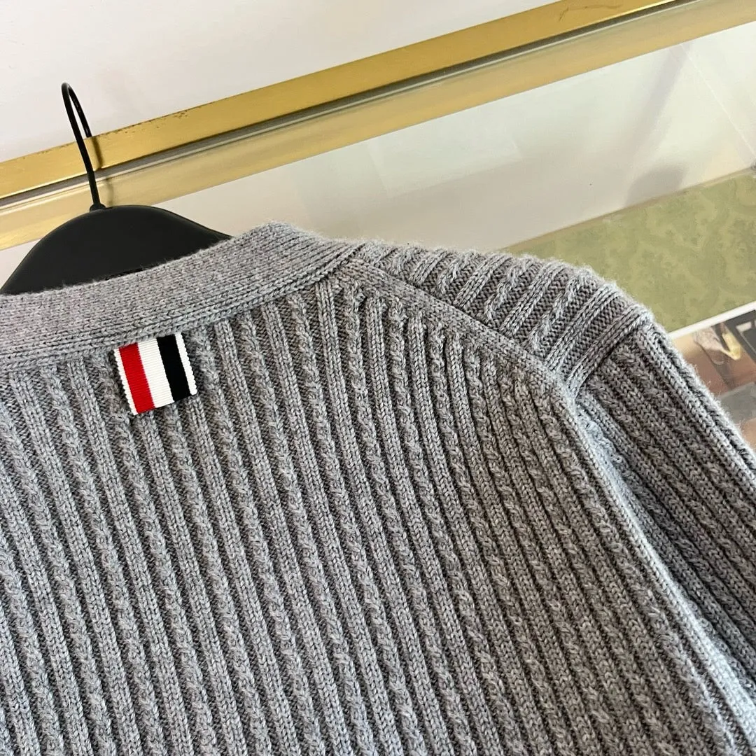 Ribbed Stripe Sleeve Cardigan