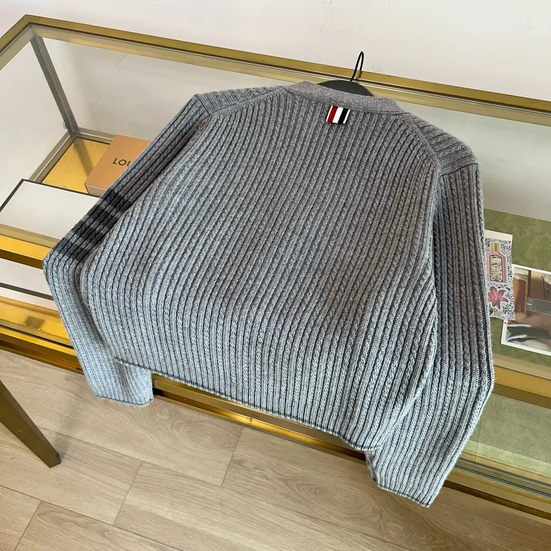 Ribbed Stripe Sleeve Cardigan