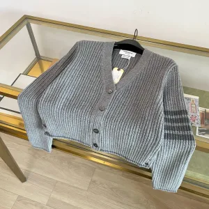 Ribbed Stripe Sleeve Cardigan