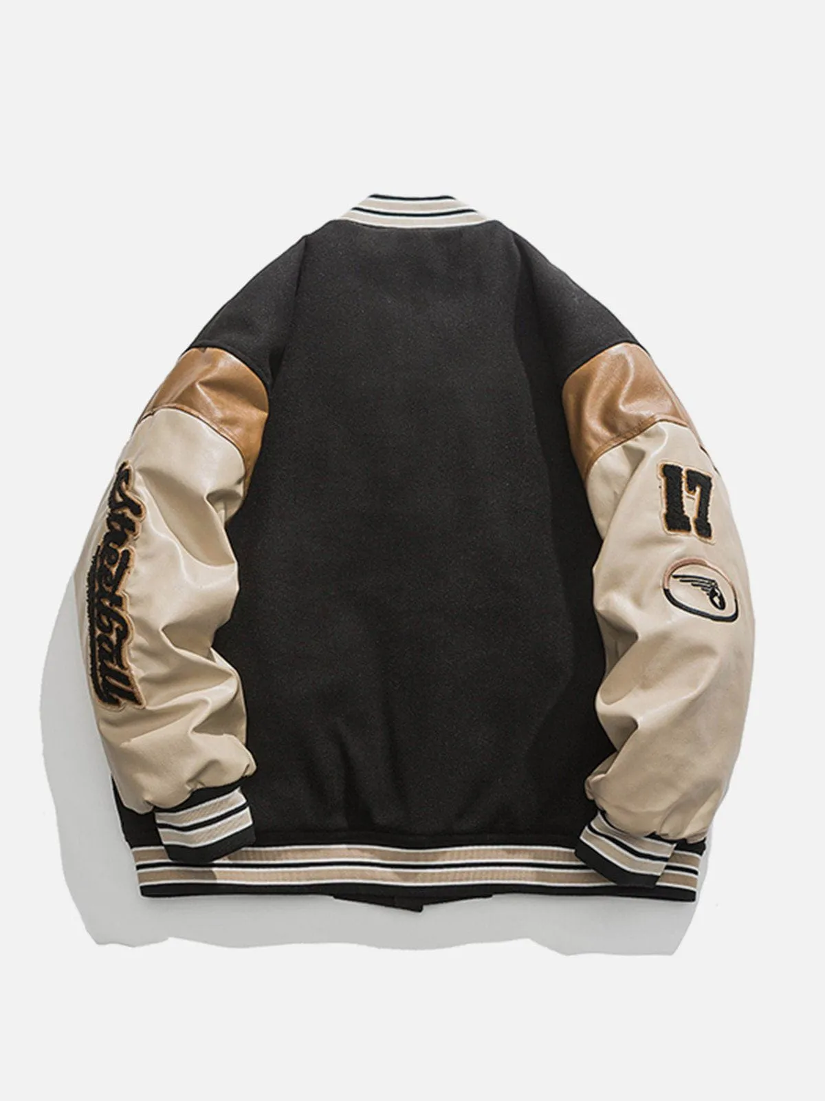 Rimiro - Contrast Stitching Thicken Varsity Jacket