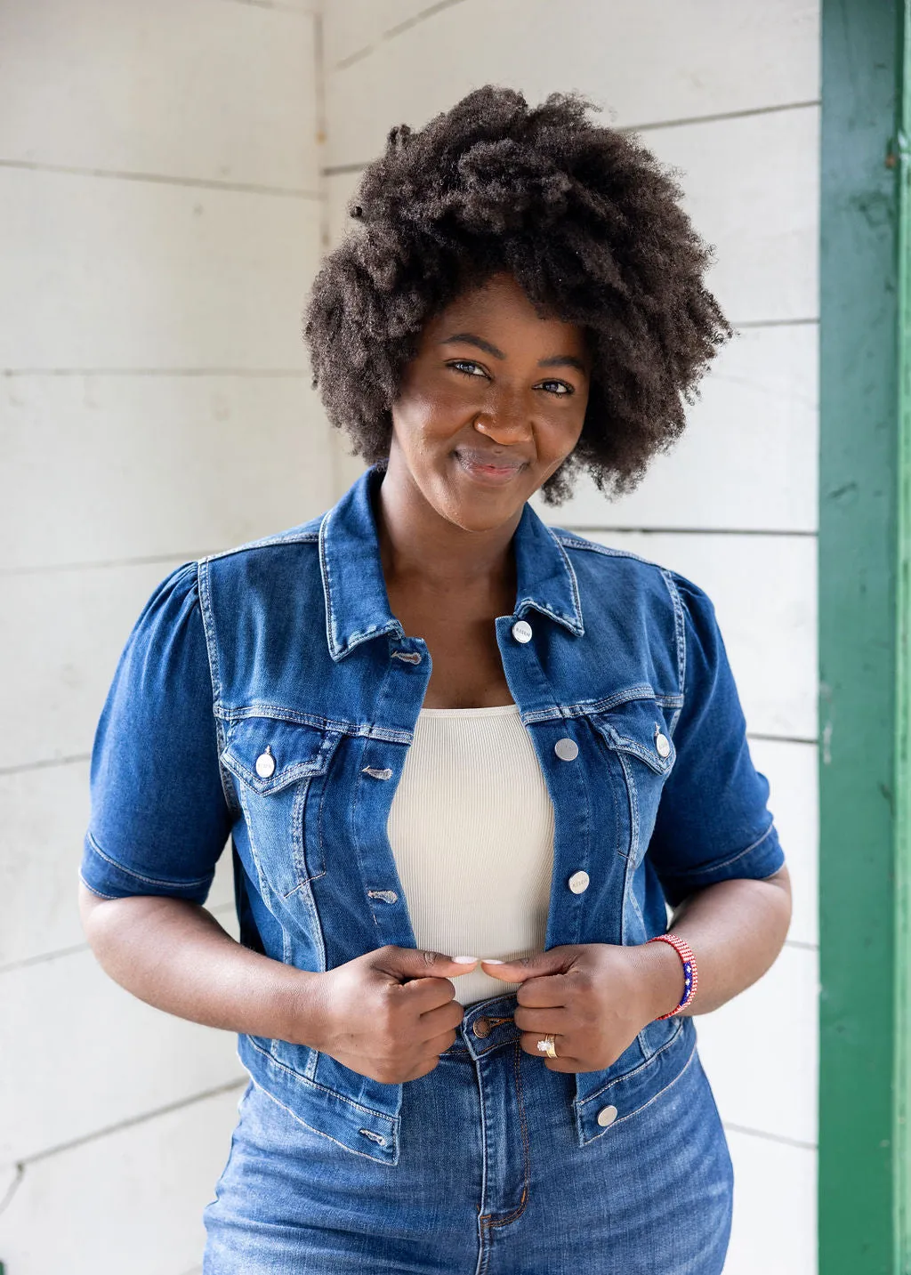 Risen Dark Wash Cropped Jean Jacket