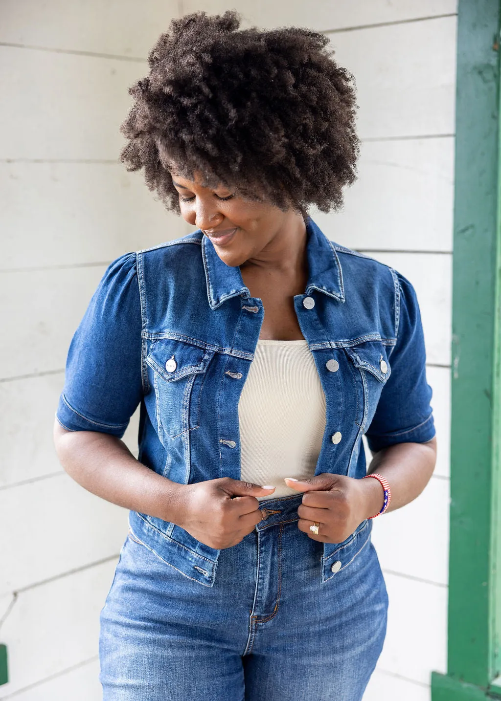 Risen Dark Wash Cropped Jean Jacket