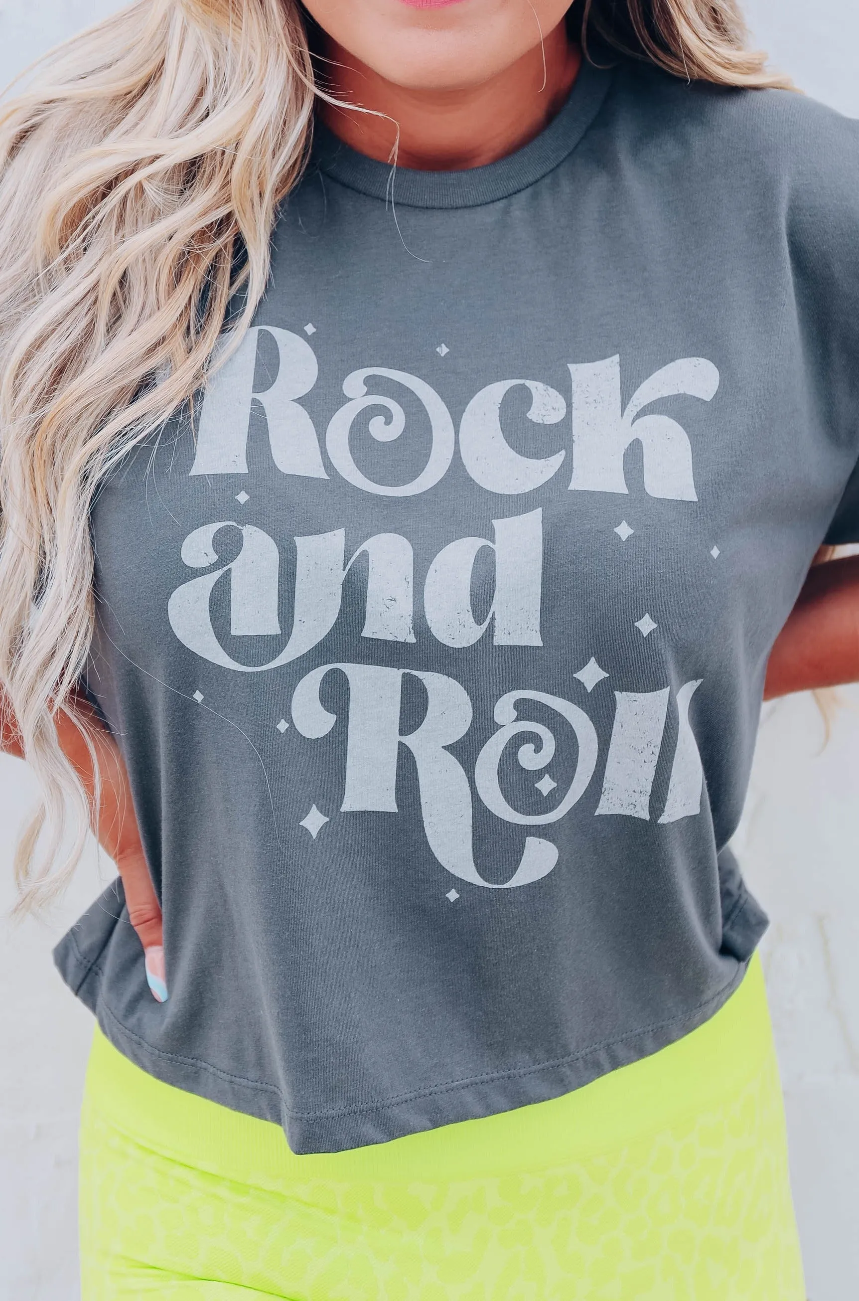 Rock and Roll Cropped Graphic Tee