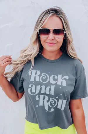 Rock and Roll Cropped Graphic Tee