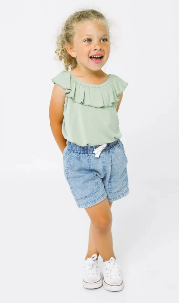 Ruffle Bamboo Top - Desert Sage
