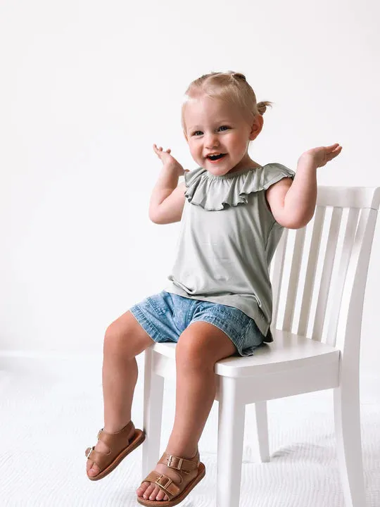 Ruffle Bamboo Top - Desert Sage