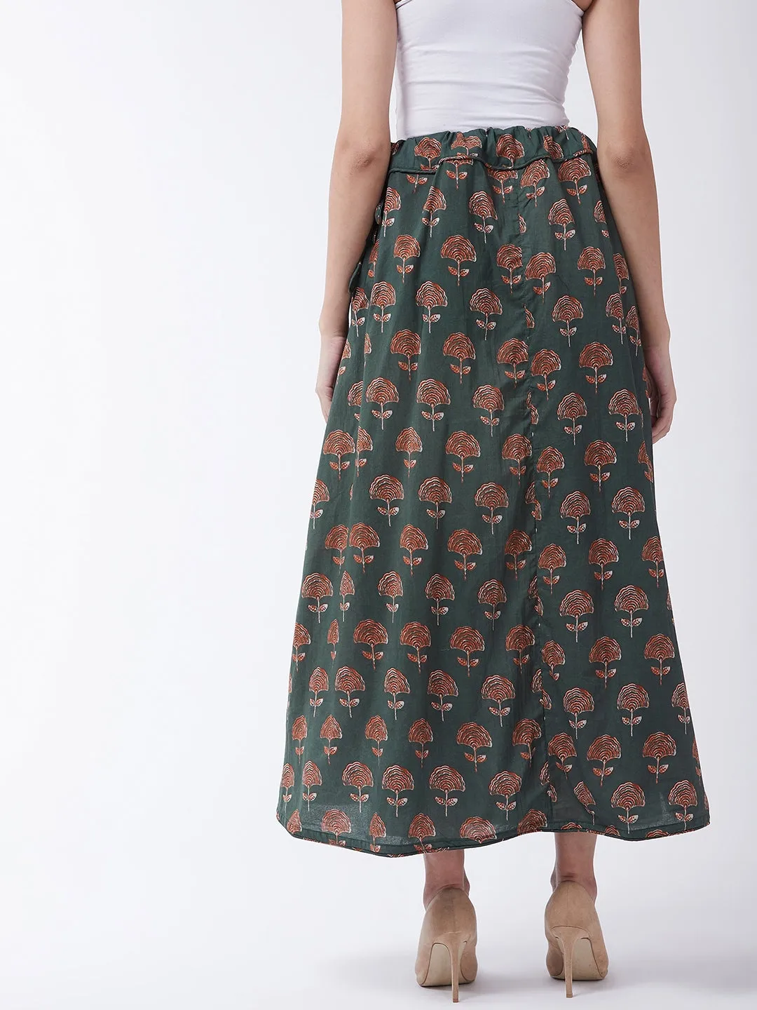 Sage Green Boota Print Skirt