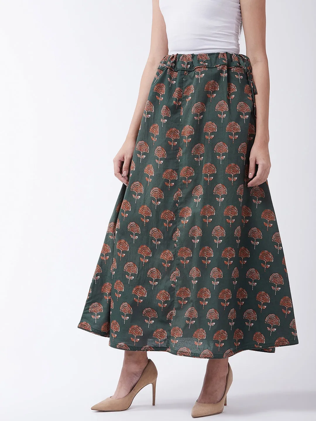 Sage Green Boota Print Skirt