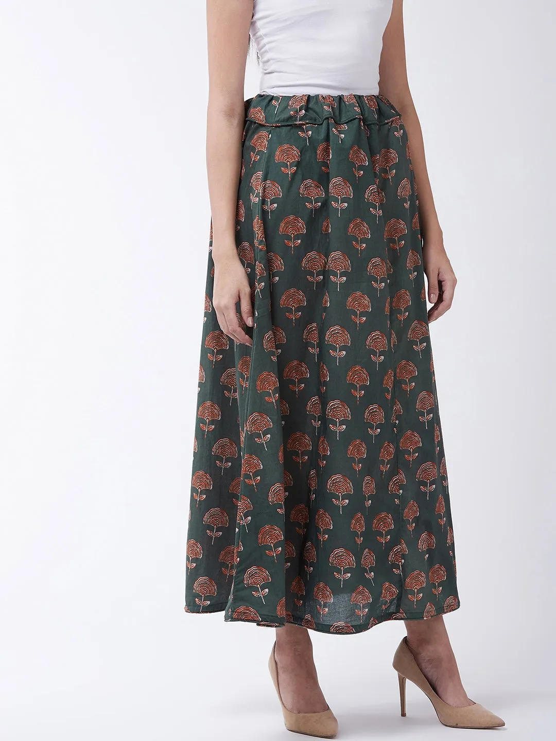 Sage Green Boota Print Skirt