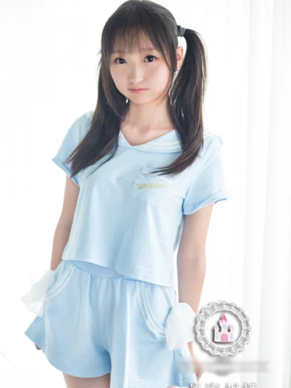 sailor tee and bow shorts set