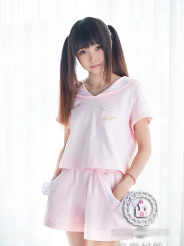 sailor tee and bow shorts set