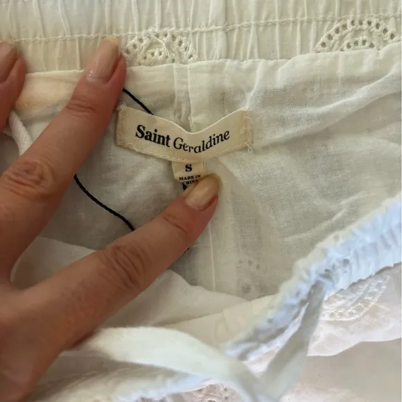Saint Geraldine White Eyelet Happy Face Camp Short &amp; Top Set Sz S #0557