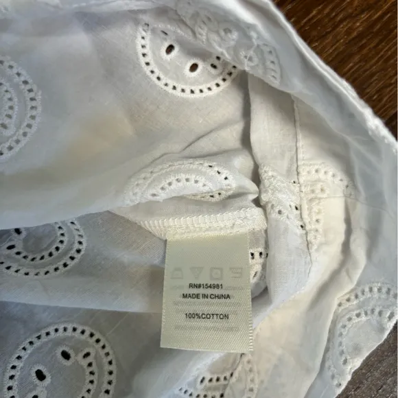 Saint Geraldine White Eyelet Happy Face Camp Short &amp; Top Set Sz S #0557